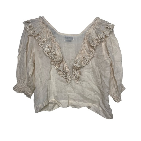 Innika Choo Anite Eayte Frille Blouse in cream Tan O/S - Picture 2 of 7